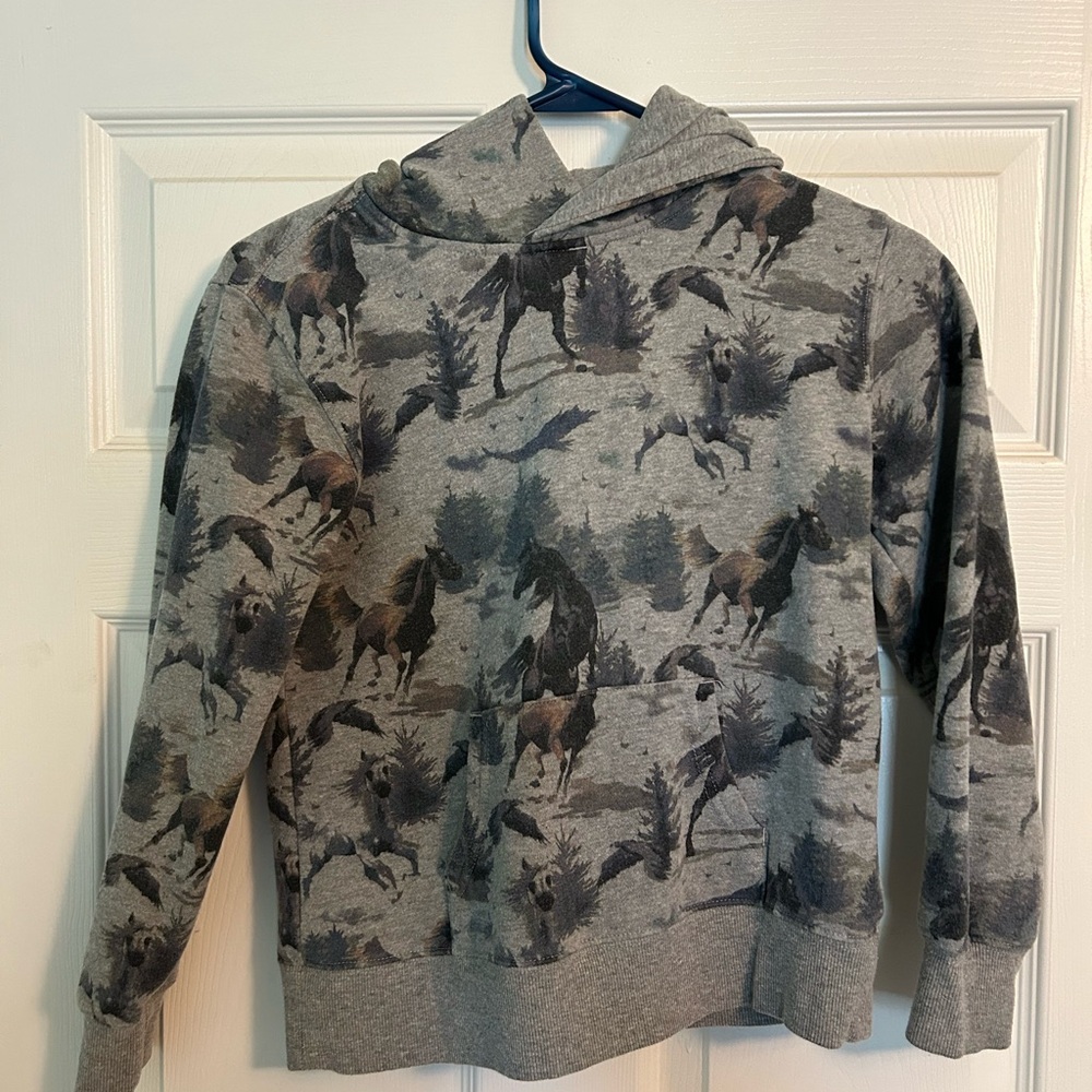 Girls Horse Grey Hoodie
